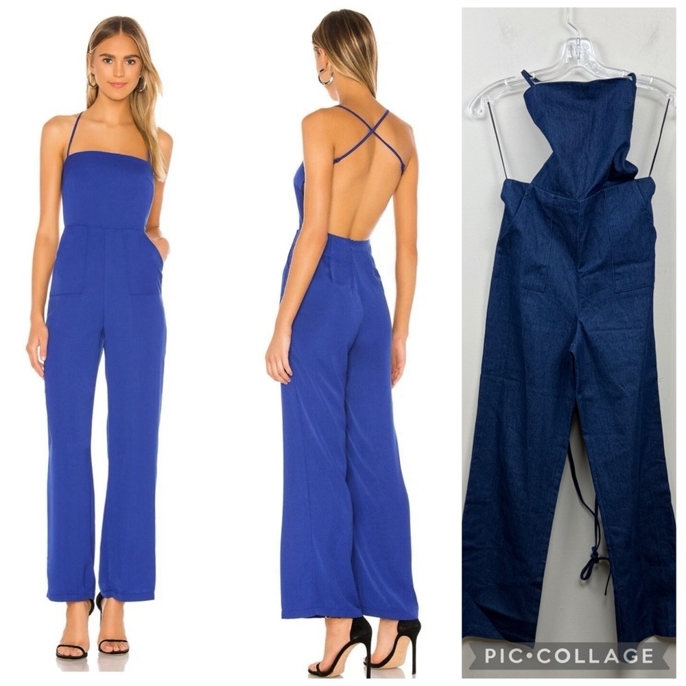 Blue Strappy Back Jumpsuit